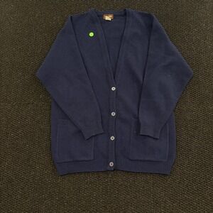 Fast 2000 Navy Blue Lambswool Nylon Blend Button Front Cardigan Sweater Size S